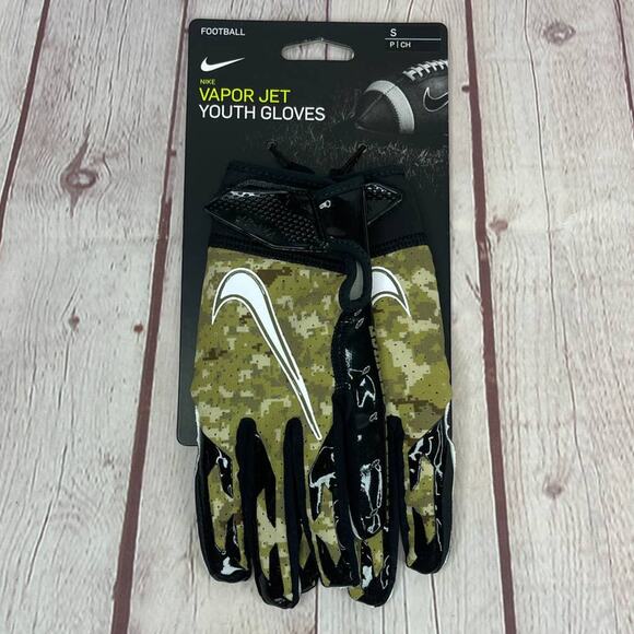 Nike Vapor 6.0 Jet Football Gloves NFL Logo Salute To Service Camo Youth Size S - Picture 2 of 7